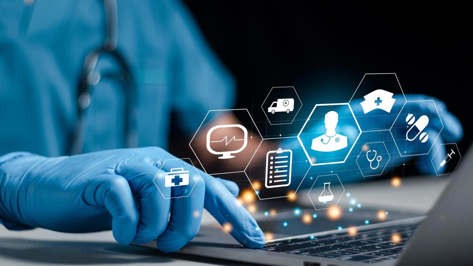 Biotechnology researchers analyzing clinical results for patient data research.